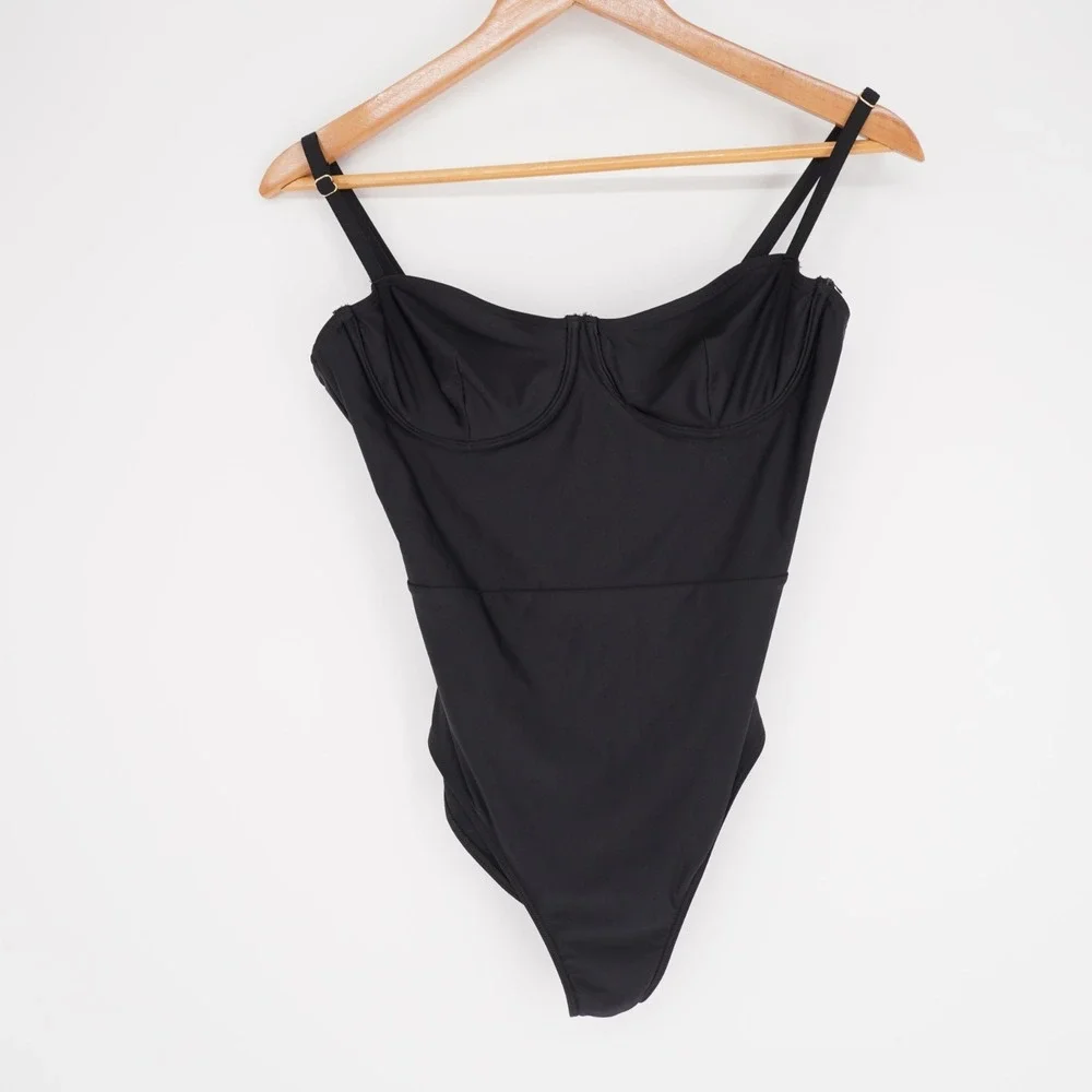 Summersalt One Piece Swimsuit Womens S Black High Cut Bustier Cups Resort - Picture 13 of 14